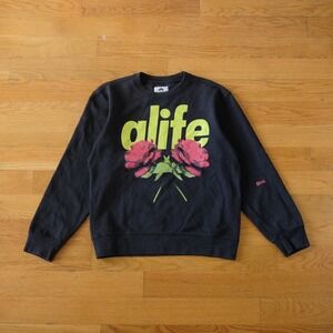 Alife Premium Branded Goods Roses Graphic Crewneck Sweatshirt Black Medium NYC